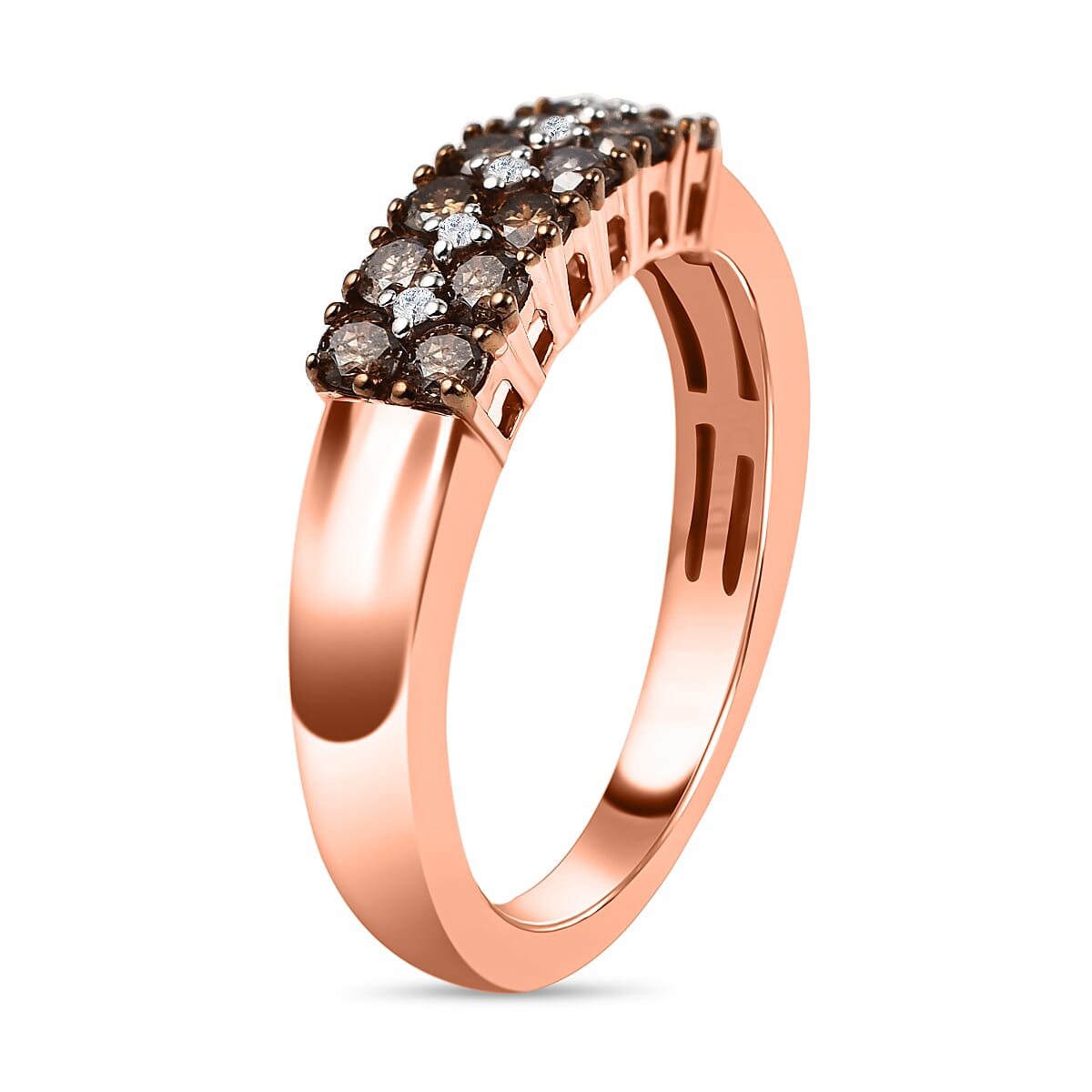 9K Rose Gold SGL Certified Champagne Diamond & White Diamond  (G-H) Band Ring 0.50 Ct
