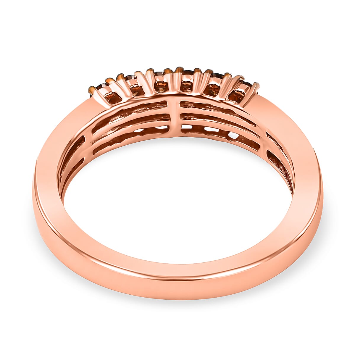 9K Rose Gold SGL Certified Champagne Diamond & White Diamond  (G-H) Band Ring 0.50 Ct