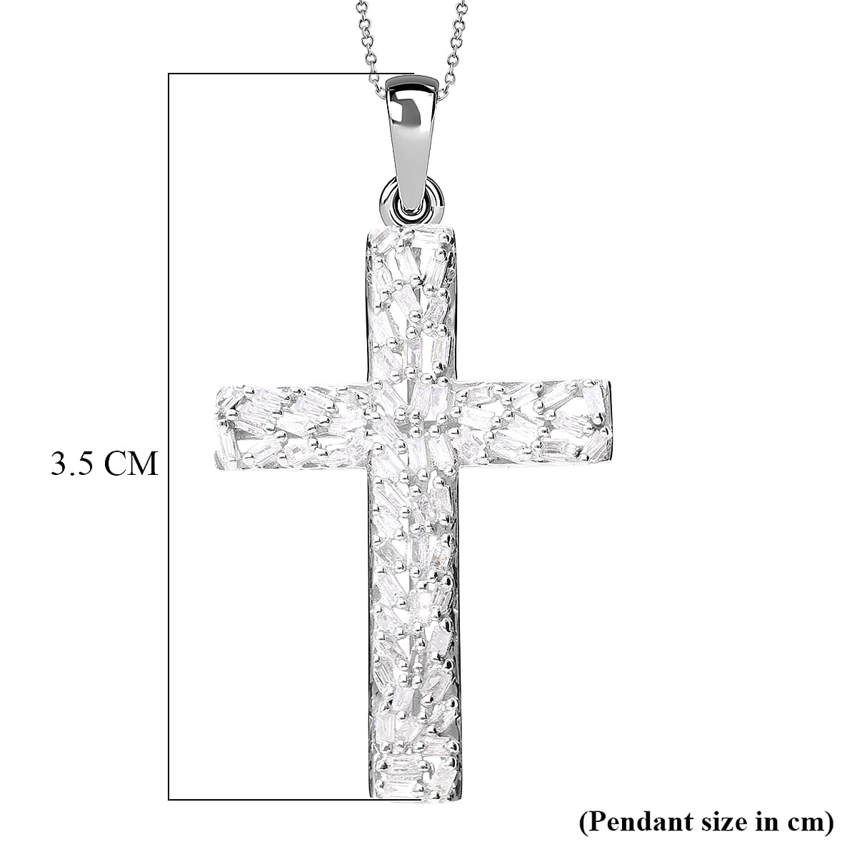 Diamond Cross Pendant in Platinum Overlay Sterling Silver 0.39 Ct