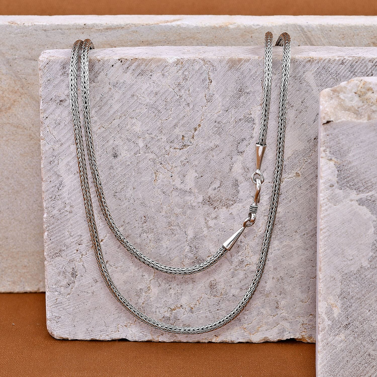 Royal Bali Collection - D'Joy Sterling Silver Tulang Naga Necklace (Size - 20) with Hook Clasp, Silver Wt. 15.60 Gms.