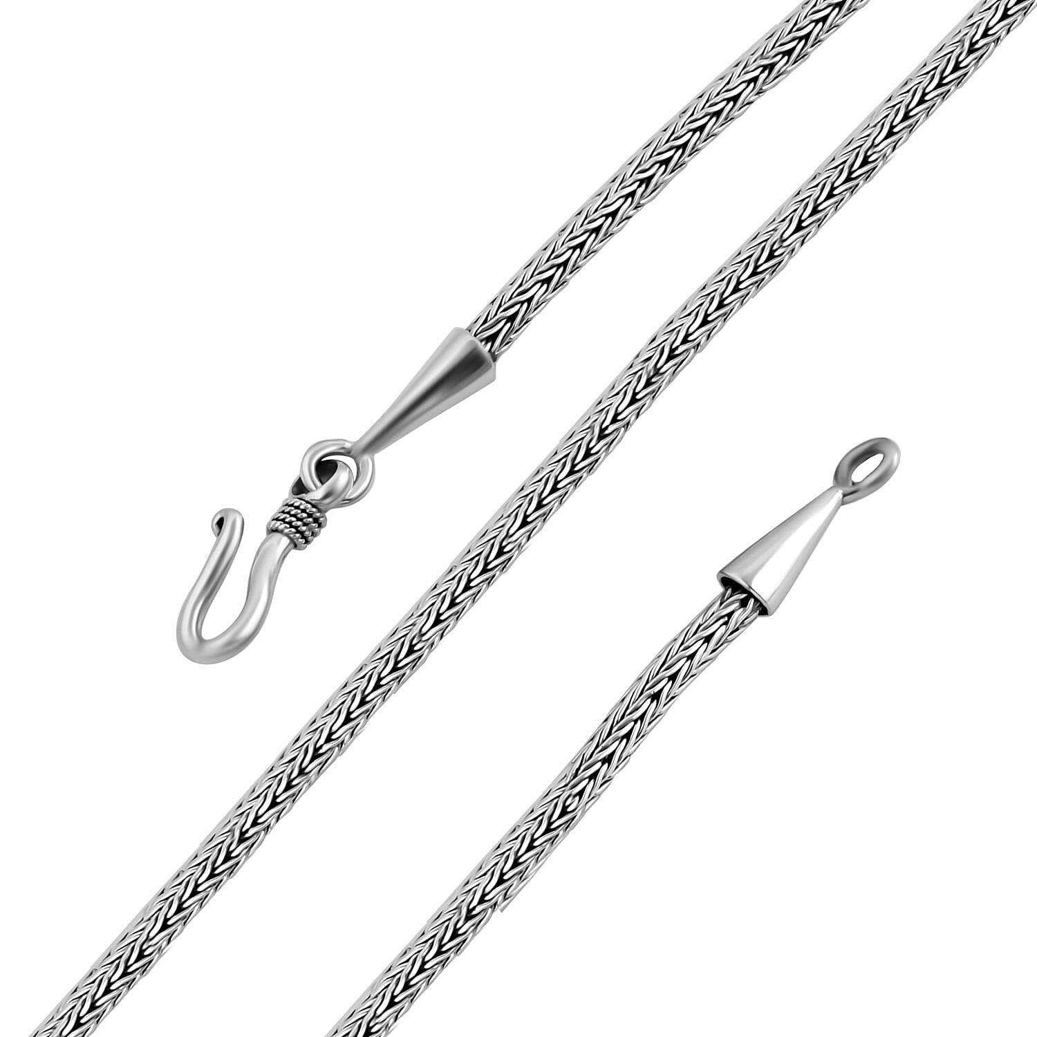 Royal Bali Collection - D'Joy Sterling Silver Tulang Naga Necklace (Size - 20) with Hook Clasp, Silver Wt. 15.60 Gms.