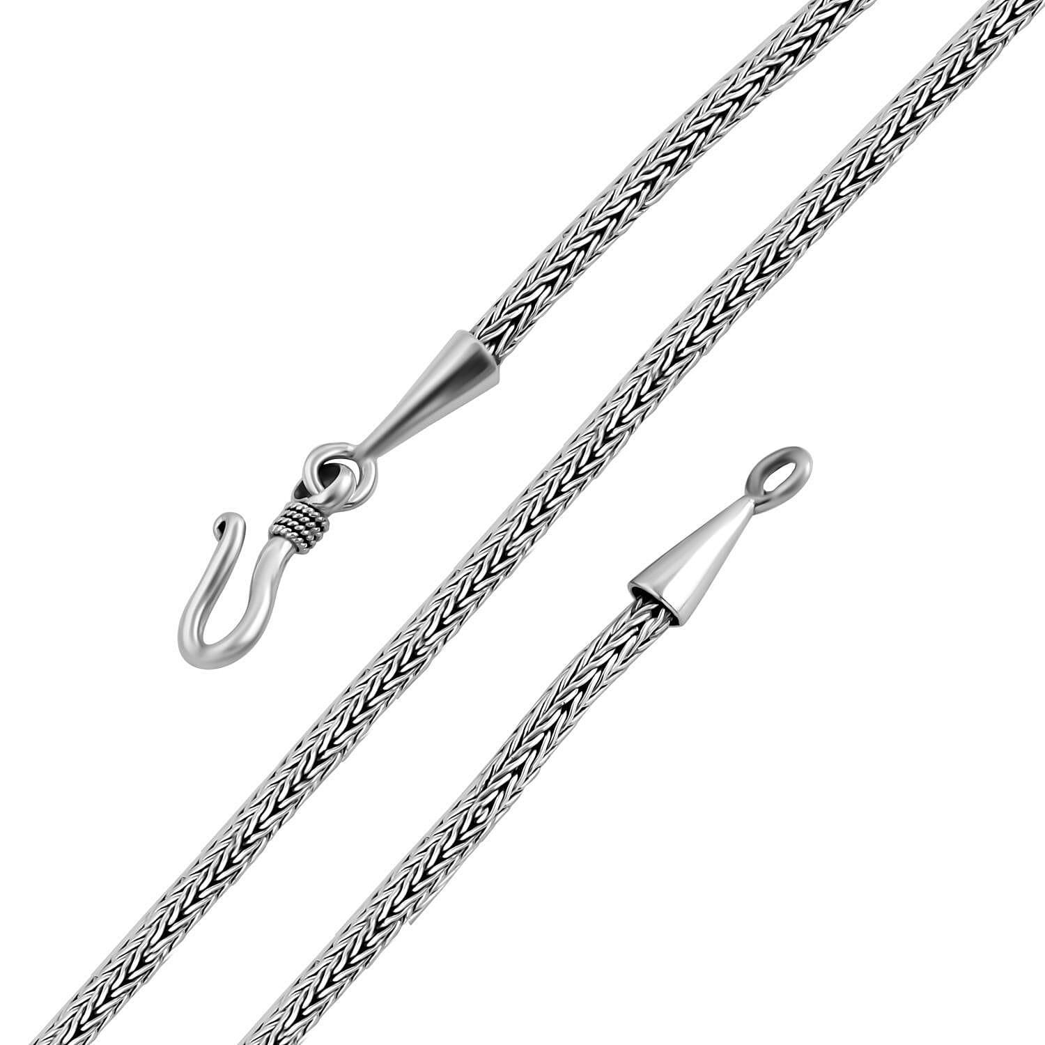 Royal Bali Collection - D'Joy Sterling Silver Tulang Naga Necklace (Size - 20) with Hook Clasp, Silver Wt. 15.60 Gms.