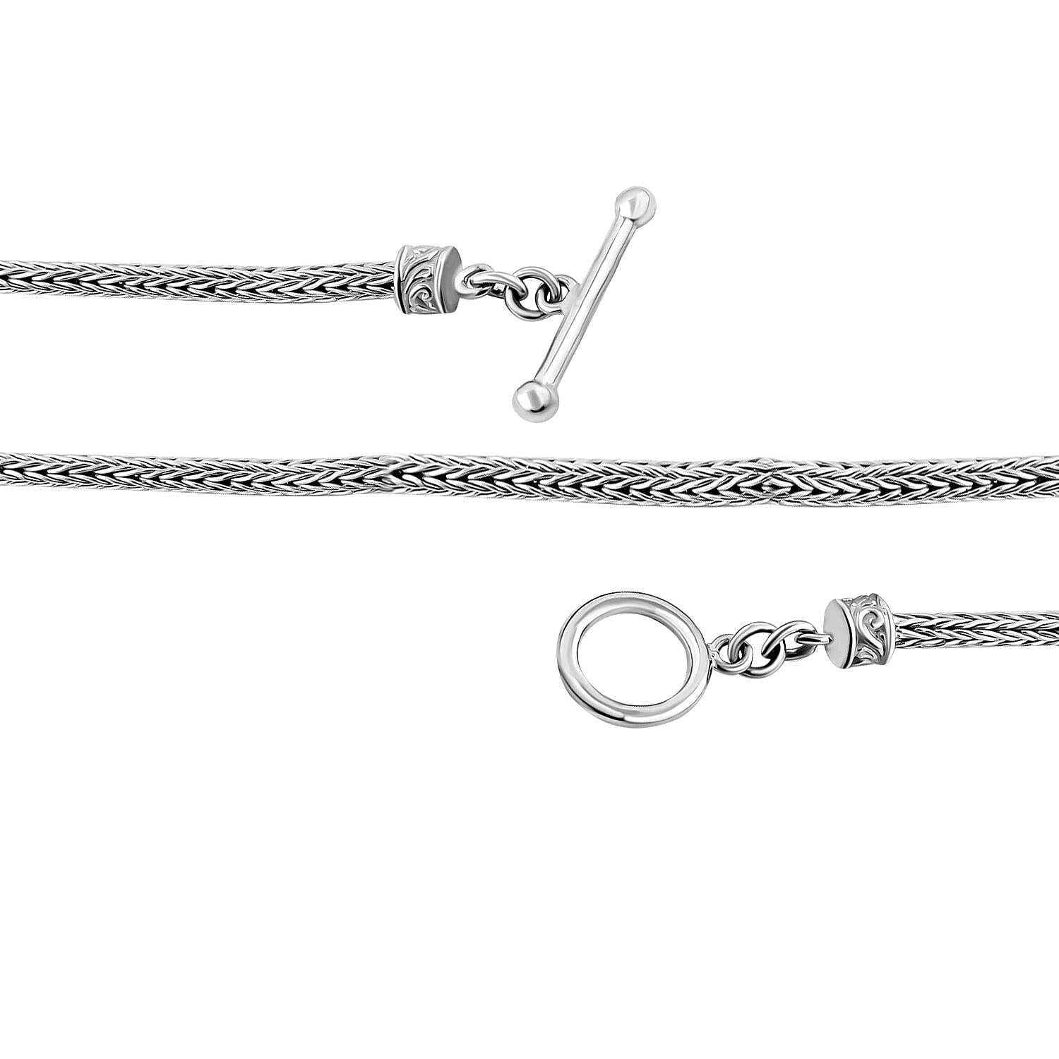 Royal Bali Collection - Handmade Necklace in Sterling Silver (Size - 18), Silver Wt. 28 Gms