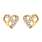 White Diamond Heart Stud Earring in 18K Vermeil Yellow Gold Silver 0.15 ct 0.136 Ct.