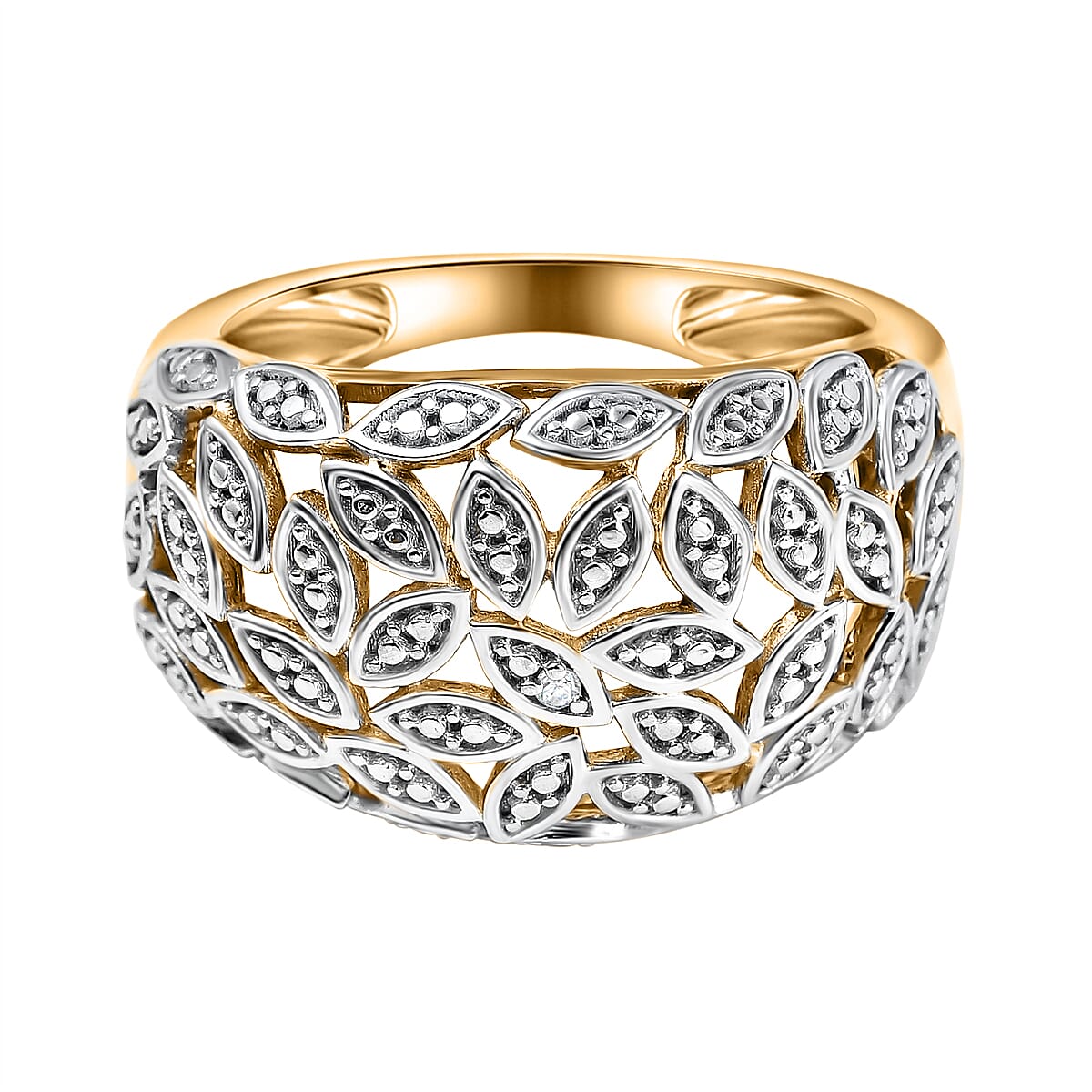 White Diamond  Ring in Vermeil YG Sterling Silver 0.01 ct  0.006  Ct.