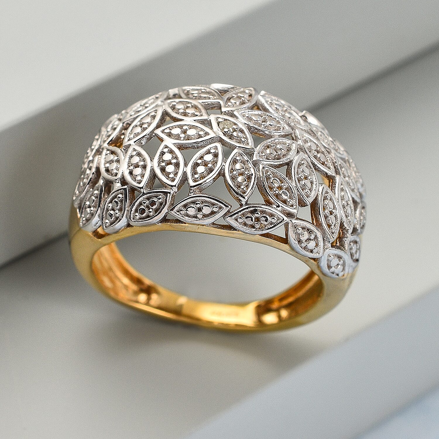 White Diamond  Ring in Vermeil YG Sterling Silver 0.01 ct  0.006  Ct.