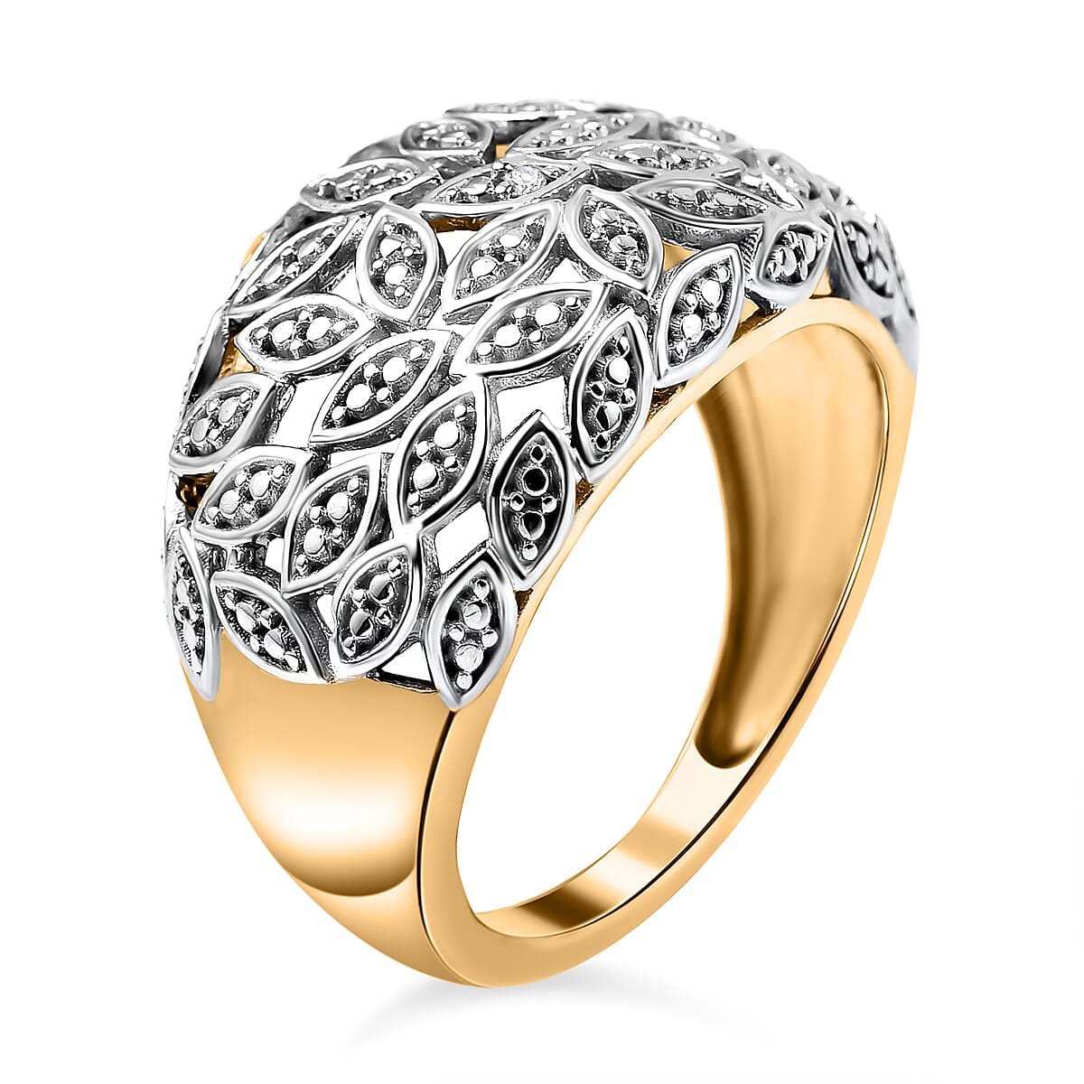 White Diamond  Ring in Vermeil YG Sterling Silver 0.01 ct  0.006  Ct.