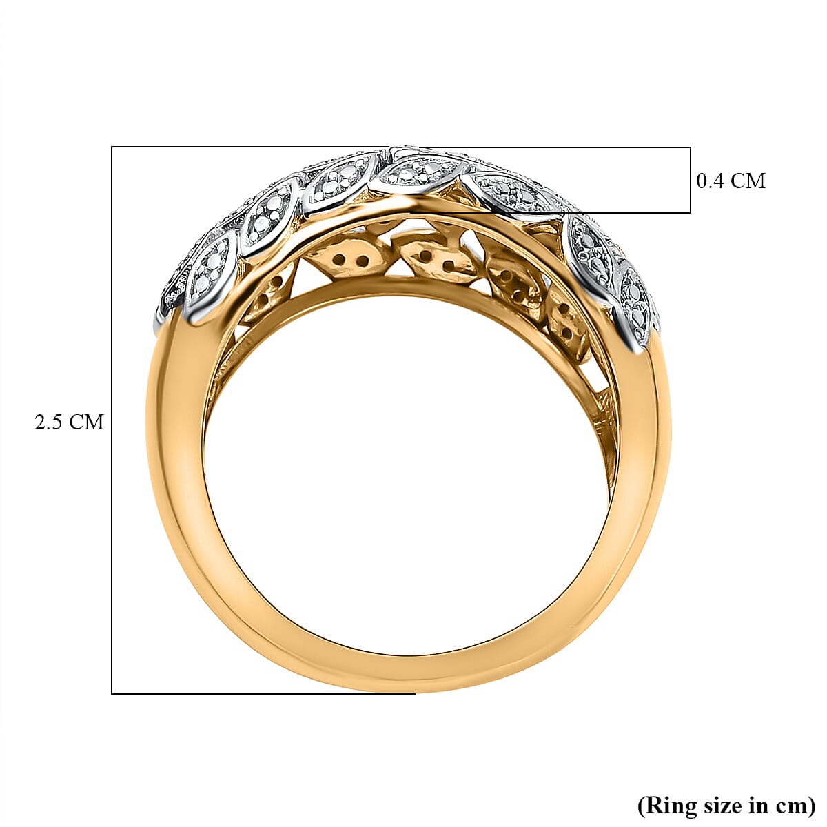 White Diamond  Ring in Vermeil YG Sterling Silver 0.01 ct  0.006  Ct.