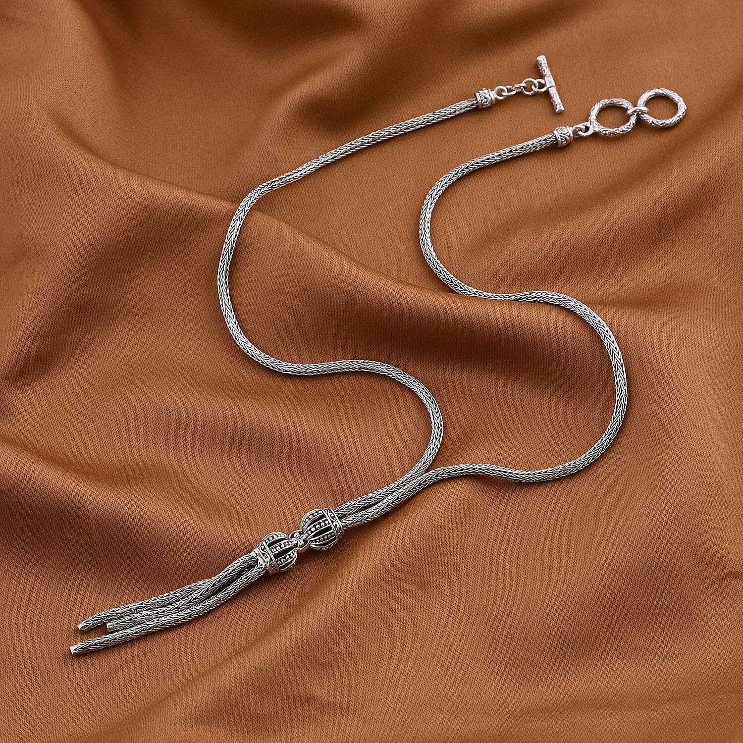 Royal Bali Collection - Sterling Silver Necklace (Size - 20) With T-Bar Clasp, Silver Wt. 24 Gms