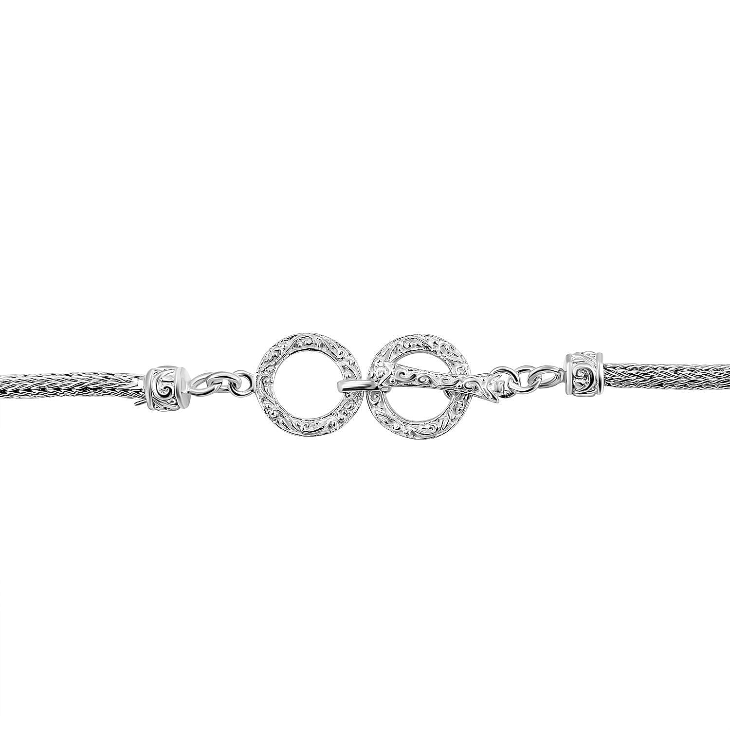 Royal Bali Collection - Sterling Silver Circle Necklace (Size - 20) with T-Bar Clasp, Silver Wt. 18 Gms