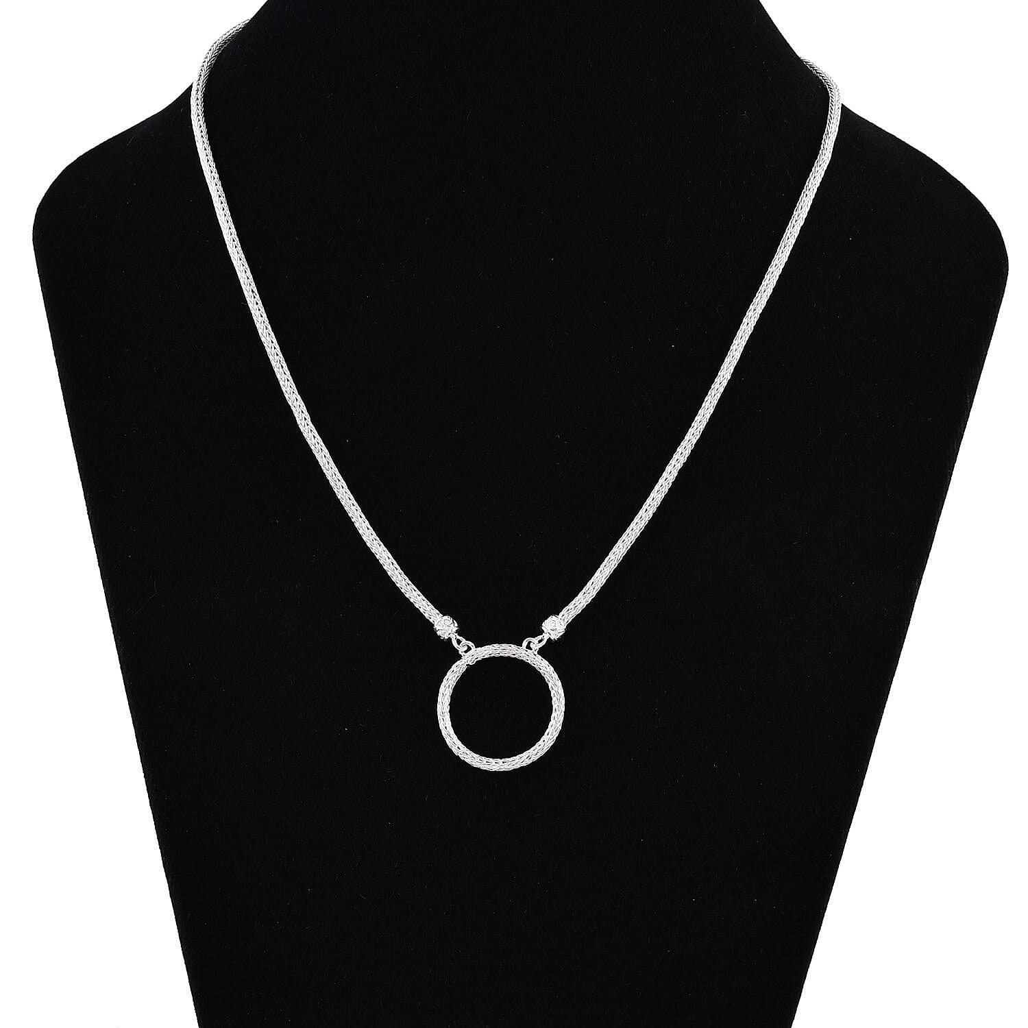 Royal Bali Collection - Sterling Silver Circle Necklace (Size - 20) with T-Bar Clasp, Silver Wt. 18 Gms