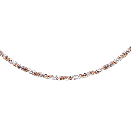 Sterling Silver 2 Tone 1.8mm Twisted Tocalle Bracelet 18 Inch