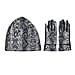 Set of 2 Python Printed Gloves & Hat - Grey