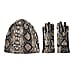 Set of 2 Python Printed Gloves & Hat - Grey