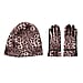Set of 2 Leopard Printed Gloves & Hat - Grey