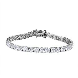 Moissanite Tennis Bracelet (Size - 7.5) in Platinum Overlay Sterling Silver 15.20 Ct, Silver Wt. 12.00 Gms