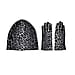 Set of 2 Leopard Printed Gloves & Hat - Grey