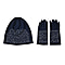 70% Cashmere Wool Gloves & Hat - Black