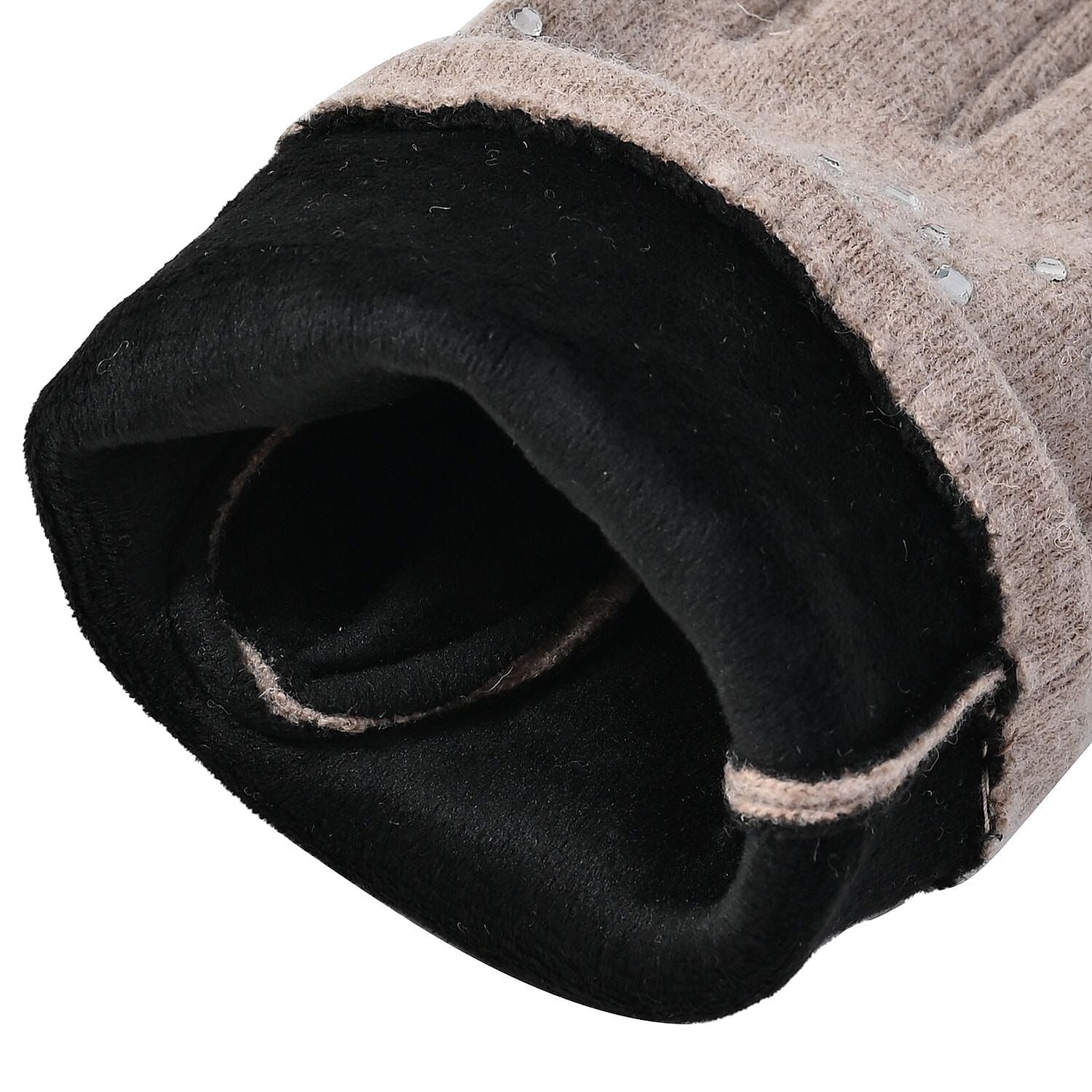 70% Cashmere Wool Gloves & Hat - Beige