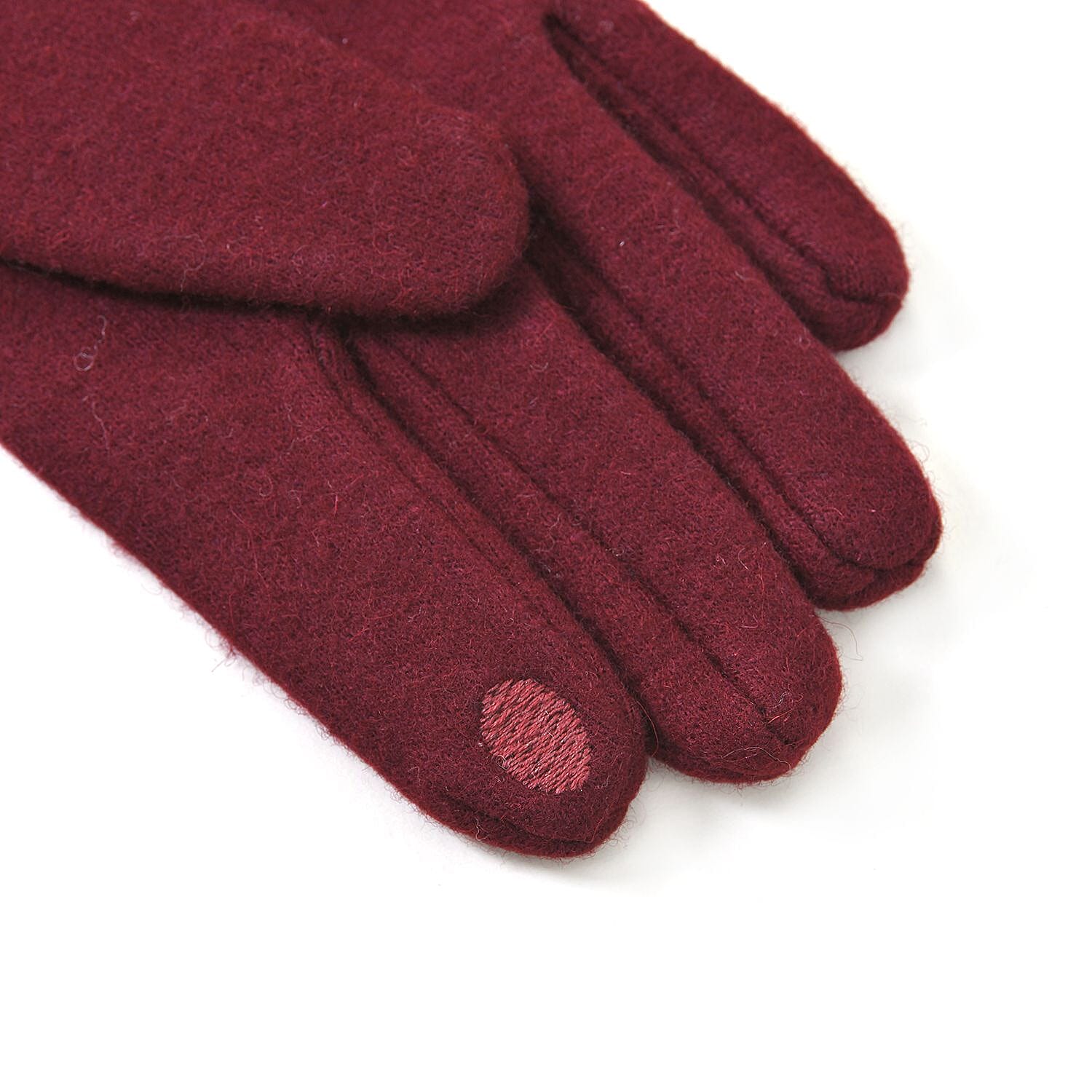 70% Cashmere Double Layer Gloves with Warm Fleece Interior - Burgundy