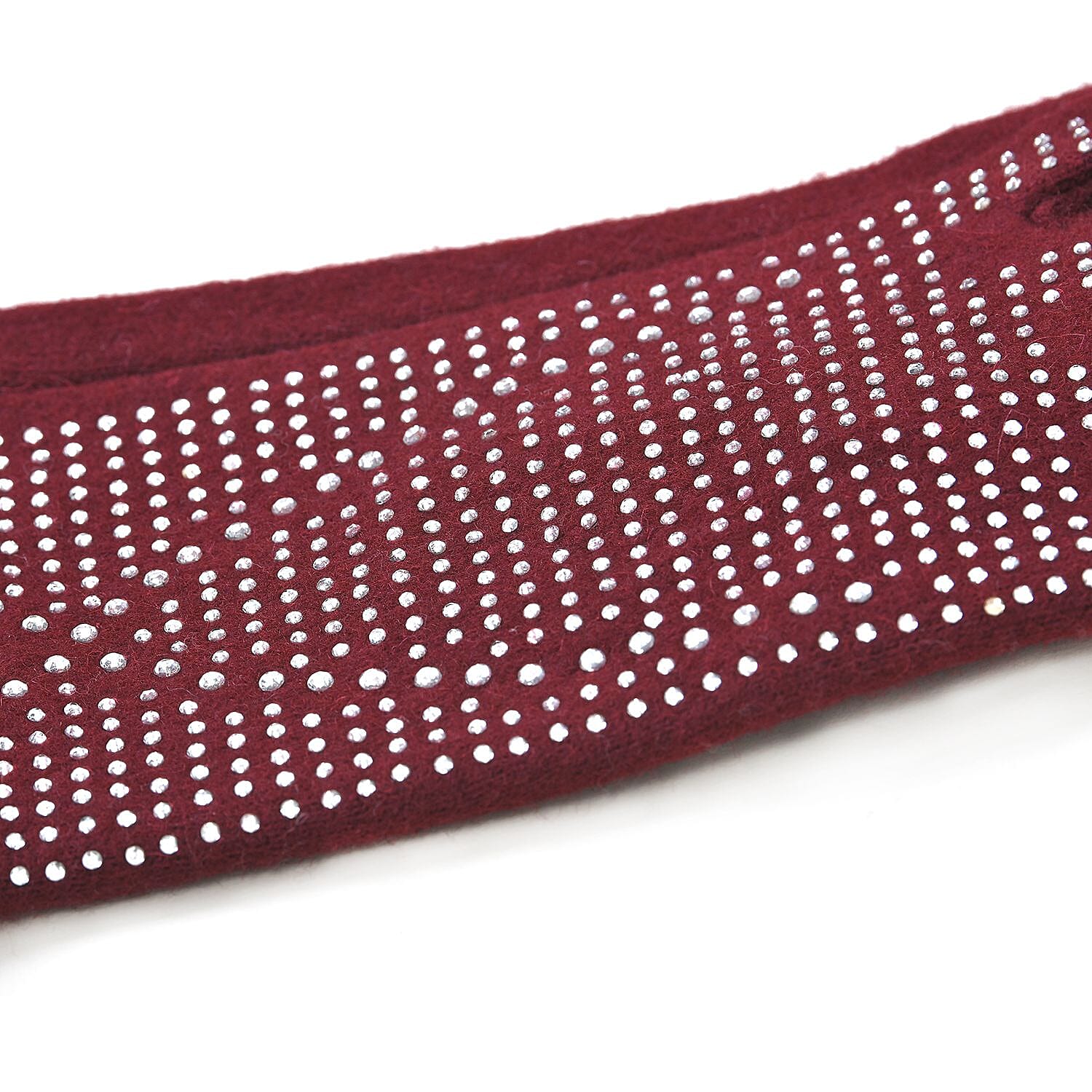 70% Cashmere Double Layer Gloves with Warm Fleece Interior - Burgundy