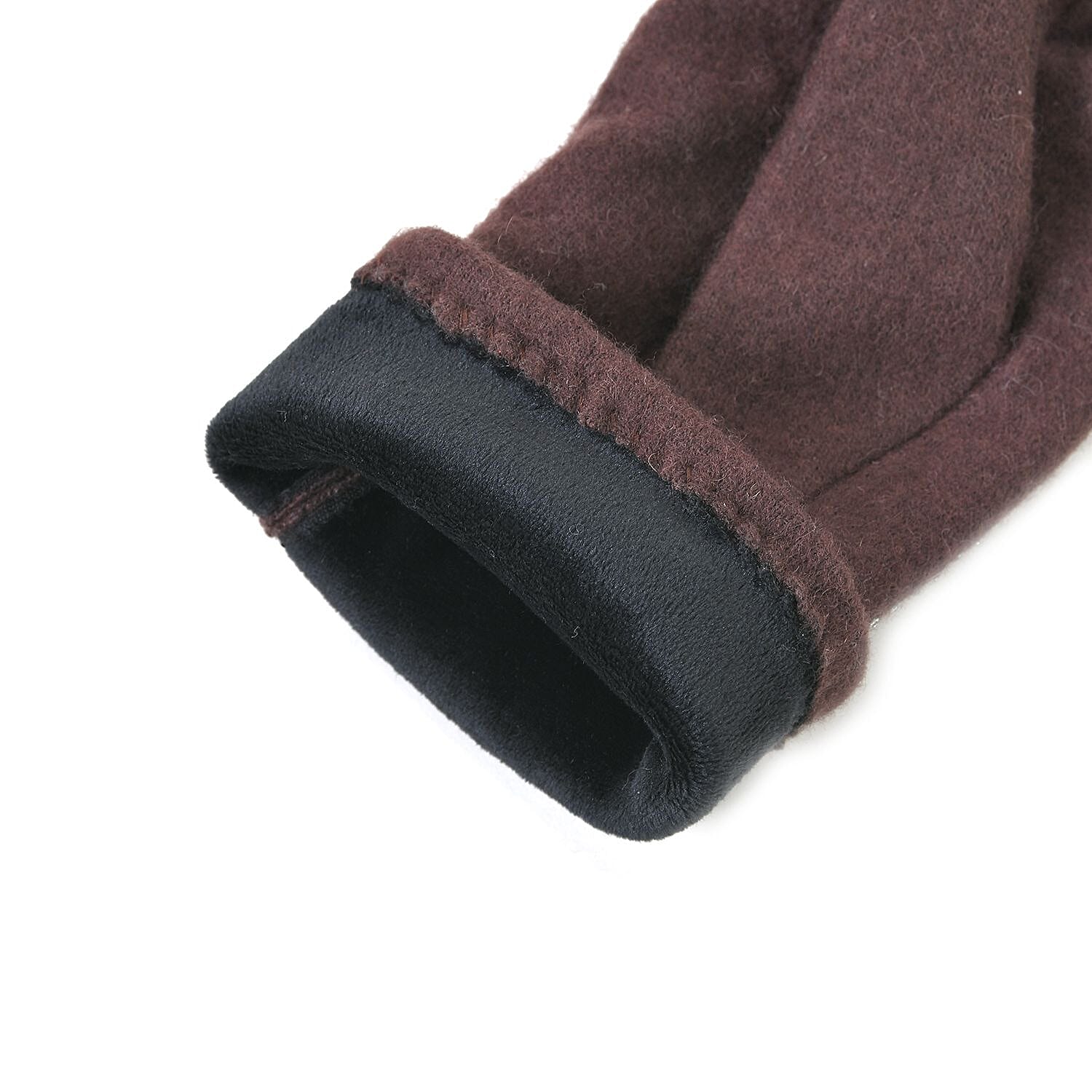 70% Cashmere Double Layer Gloves with Warm Fleece Interior - Brown