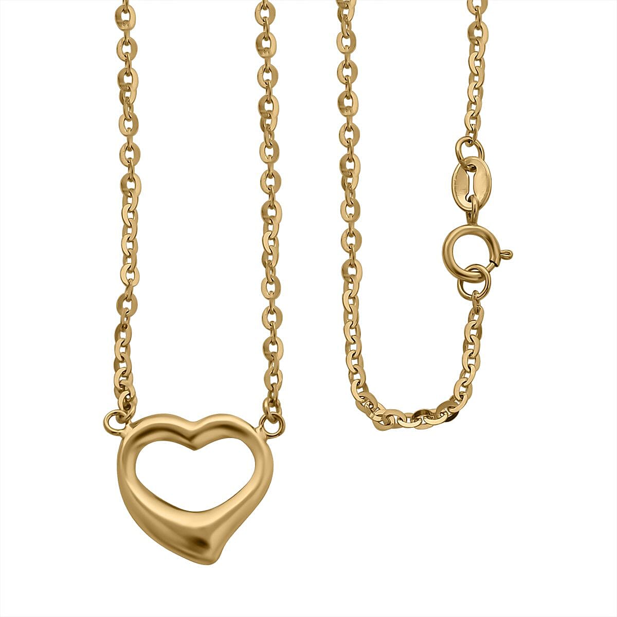 Vicenza Closeout - 9K Yellow Gold Heart Necklace (Size - 18) Gold