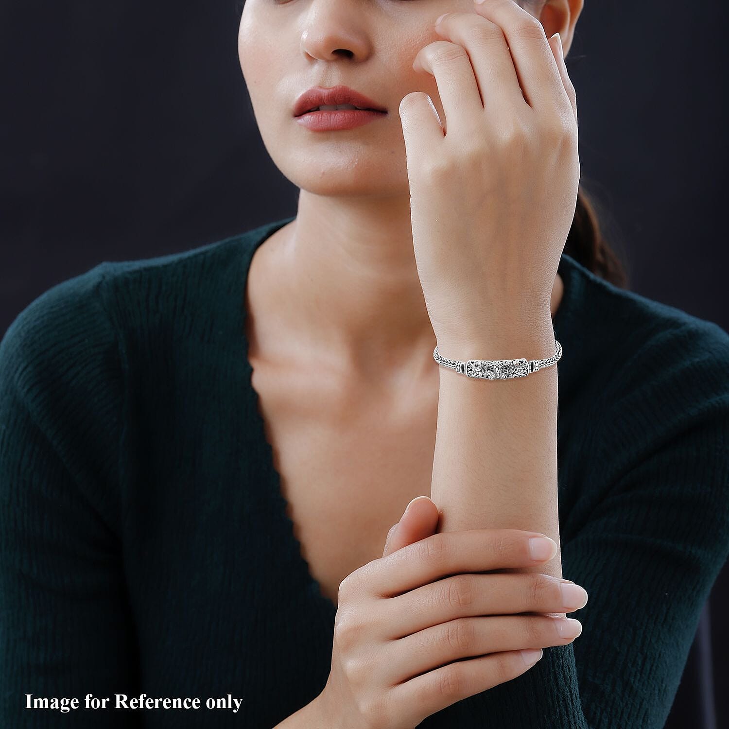 Royal Bali Collection - Sterling Silver Butterfly Bracelet (Size 8.00), Silver Wt 22.850 GM