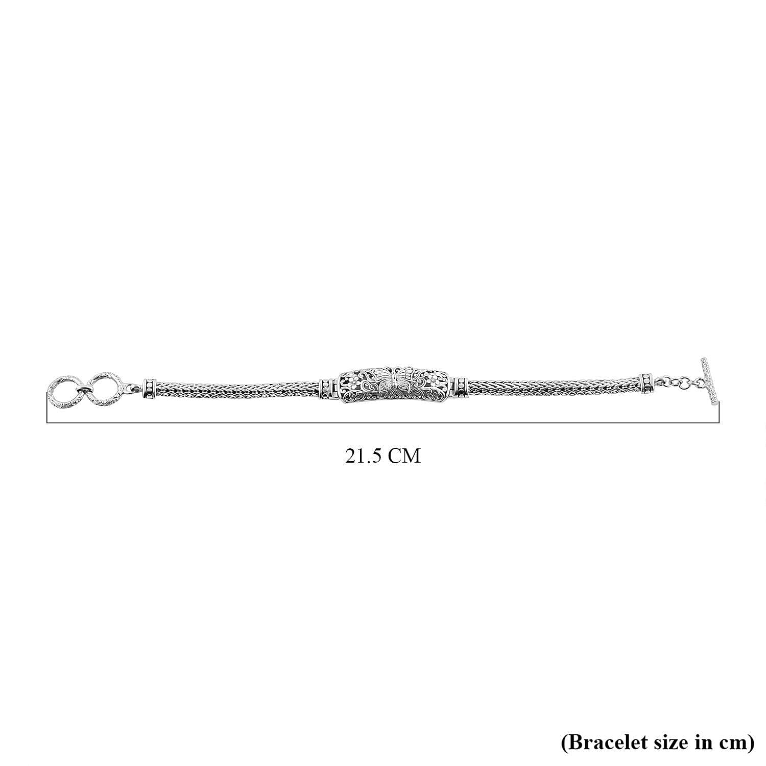 Royal Bali Collection - Sterling Silver Butterfly Bracelet (Size 8.00), Silver Wt 22.850 GM