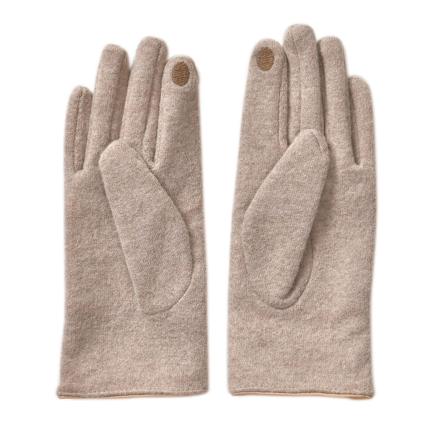 Cashmere Touch Screen Gloves with Decorative Bowknot - Beige