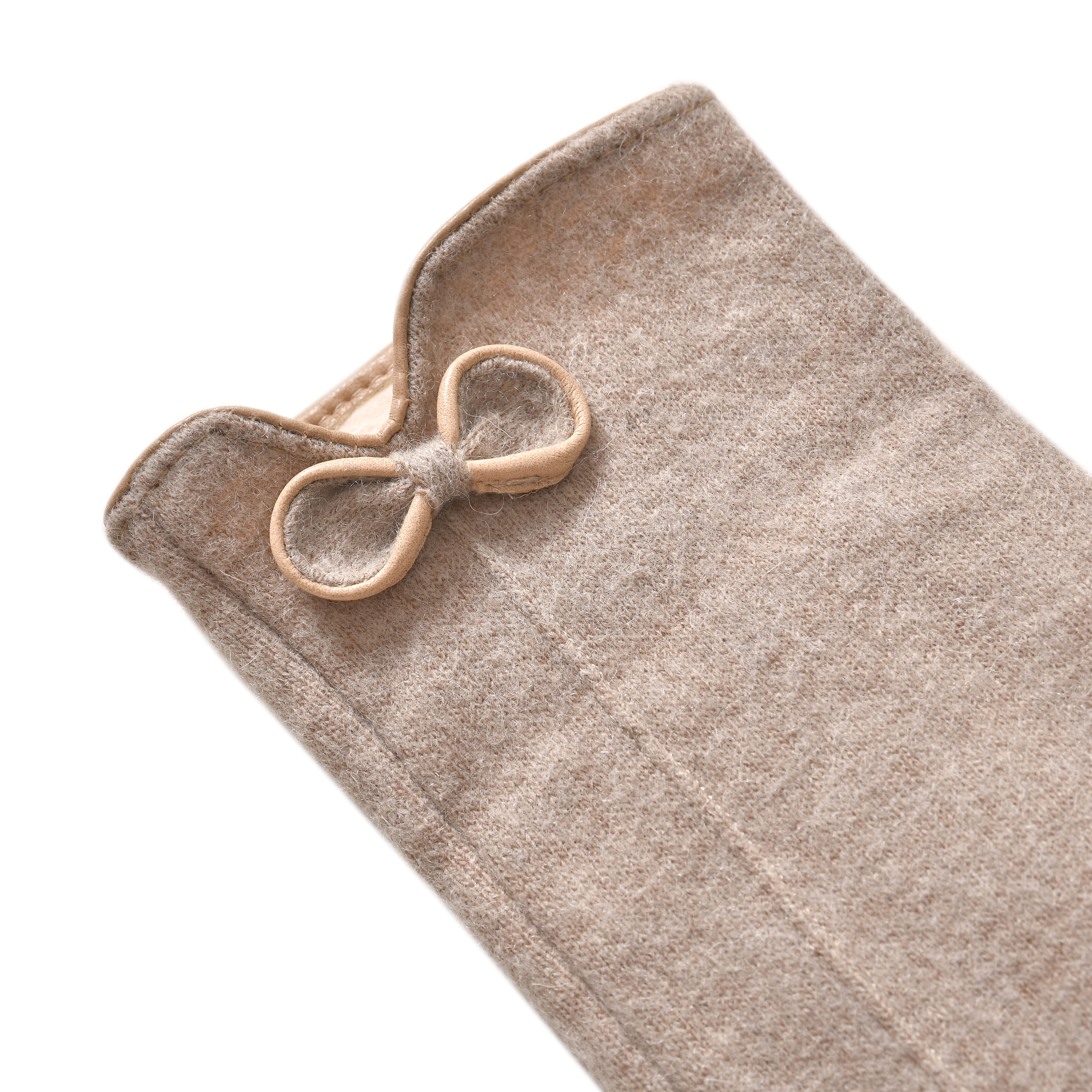 Cashmere Touch Screen Gloves with Decorative Bowknot - Beige