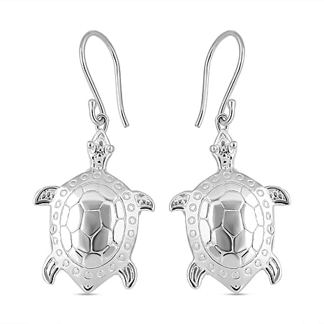 Royal Bali Collection - Turtle Earring with Hook in Sterling Silver