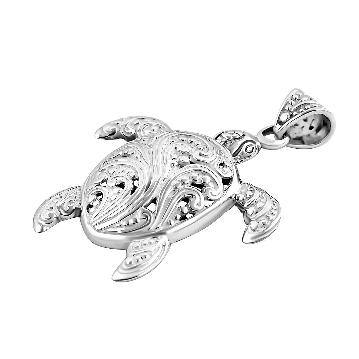 Royal Bali Collection -  Sterling Silver Turtle Pendant, Silver Wt 9.00 GM