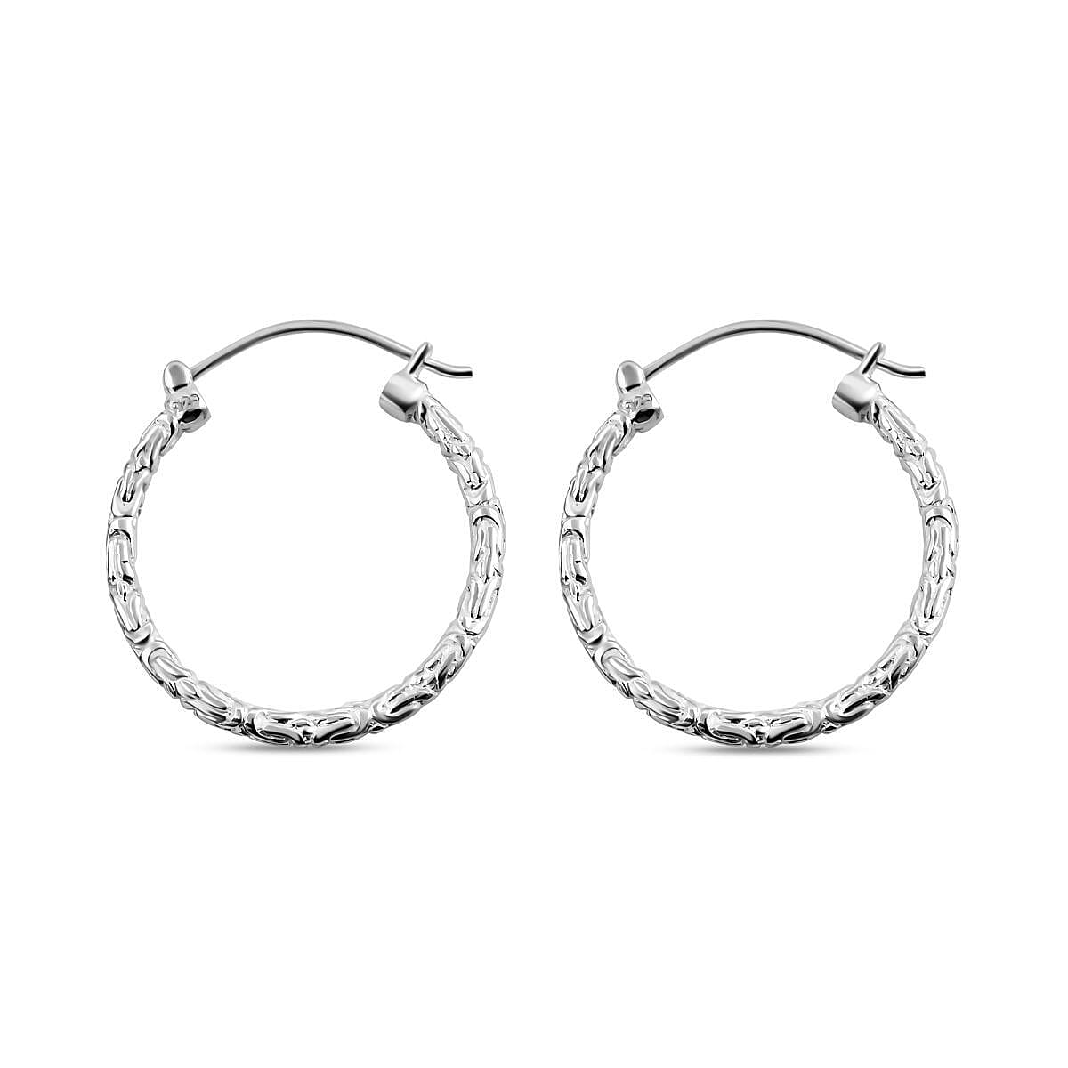 Royal Bali Collection - Sterling Silver Borobudur Hoop Earrings with Clasp