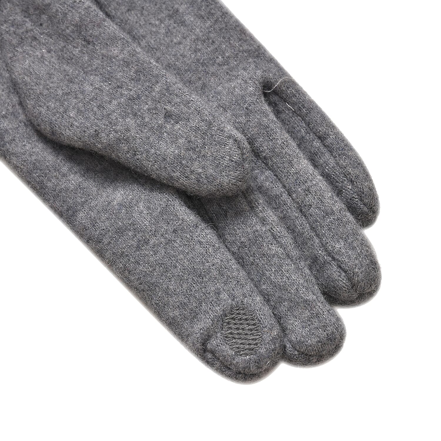 LUXURY GIFT MEGA OFFER- Cashmere Double Layer Gloves with Warm Fleece Interior & Faux Fur Trim (Touch Screen Usable) - Grey