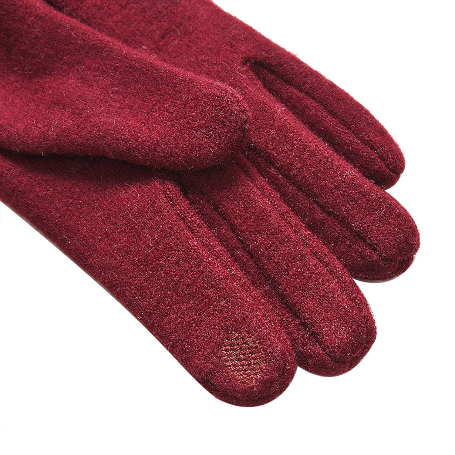 70% Cashmere Double Layer Gloves with Warm Fleece Interior & Faux Fur Trim (Touch Screen Usable)- Red