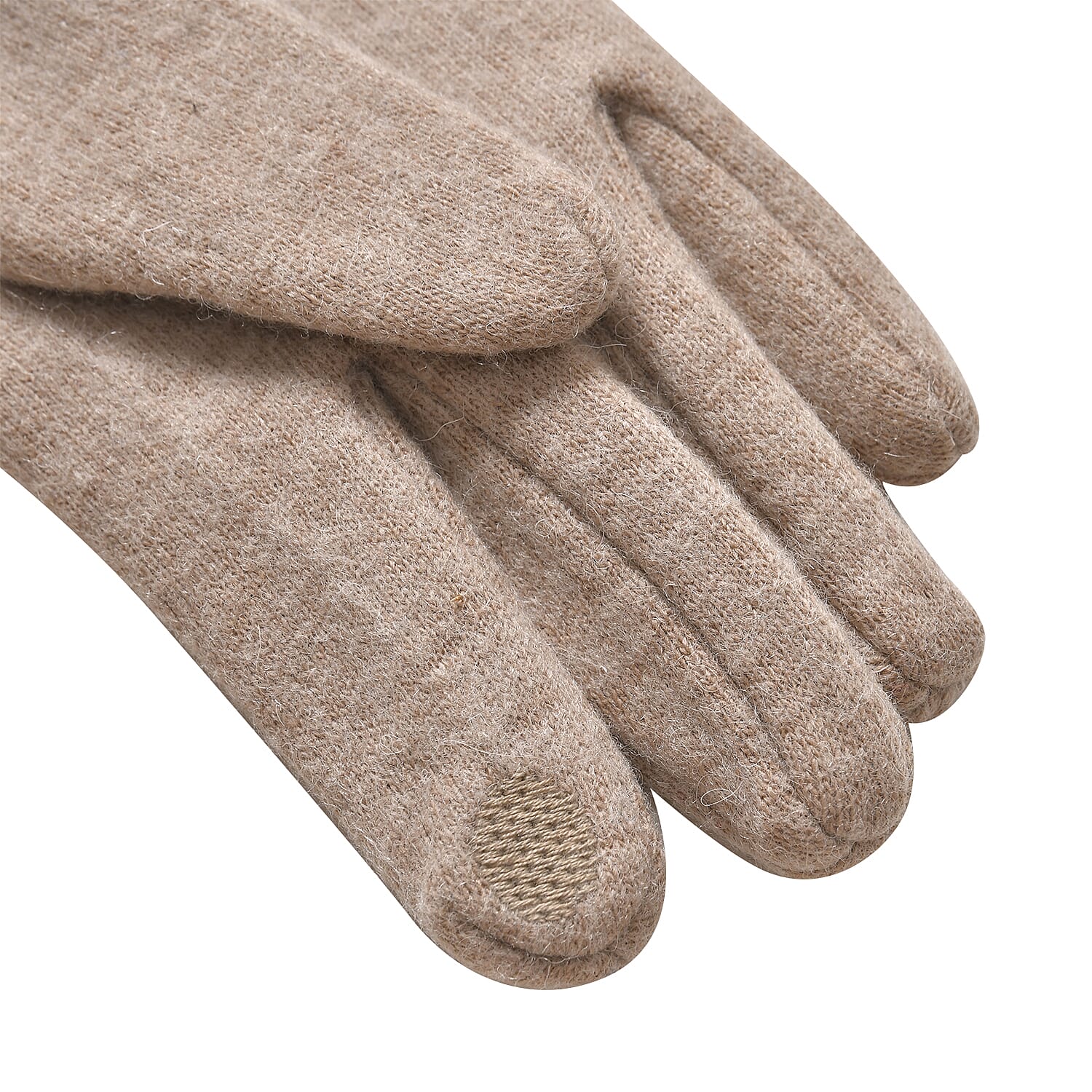LUXURY GIFT MEGA OFFER- Cashmere Double Layer Gloves with Warm Fleece Interior & Faux Fur Trim (Touch Screen Usable)- Light Brown
