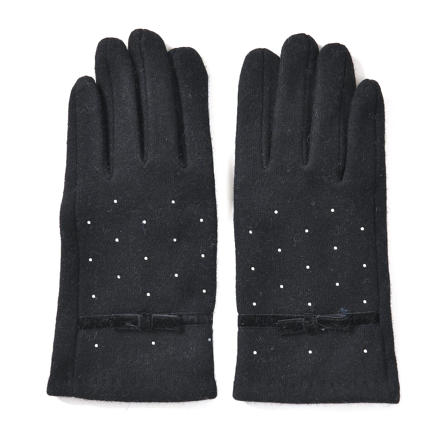 5-Finger Touch Screen Gloves with Brick & Arctic Velvet Lining - Black