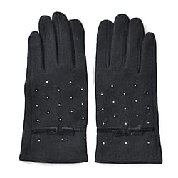 Cashmere Wool Gloves - Blue & Black