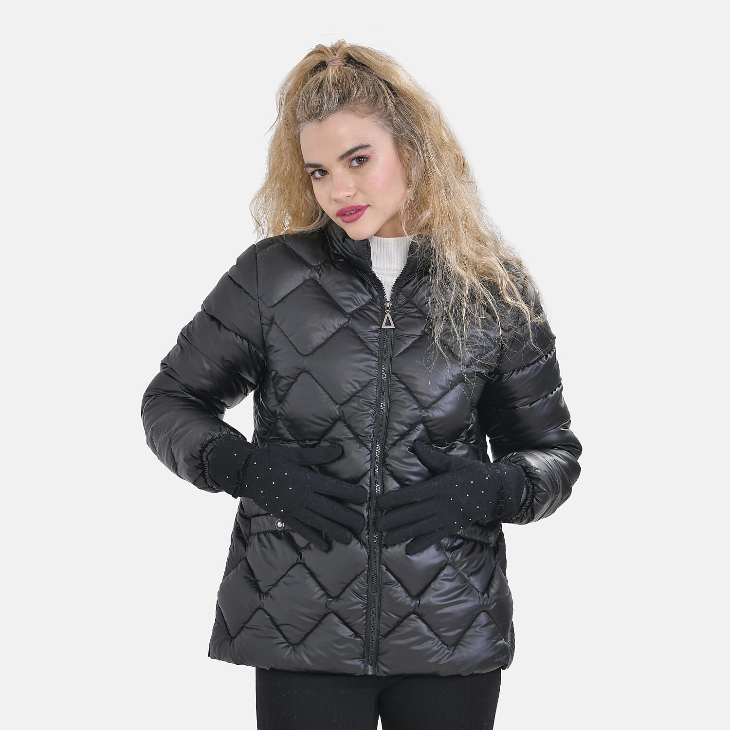 5-Finger Touch Screen Gloves with Brick & Arctic Velvet Lining - Black