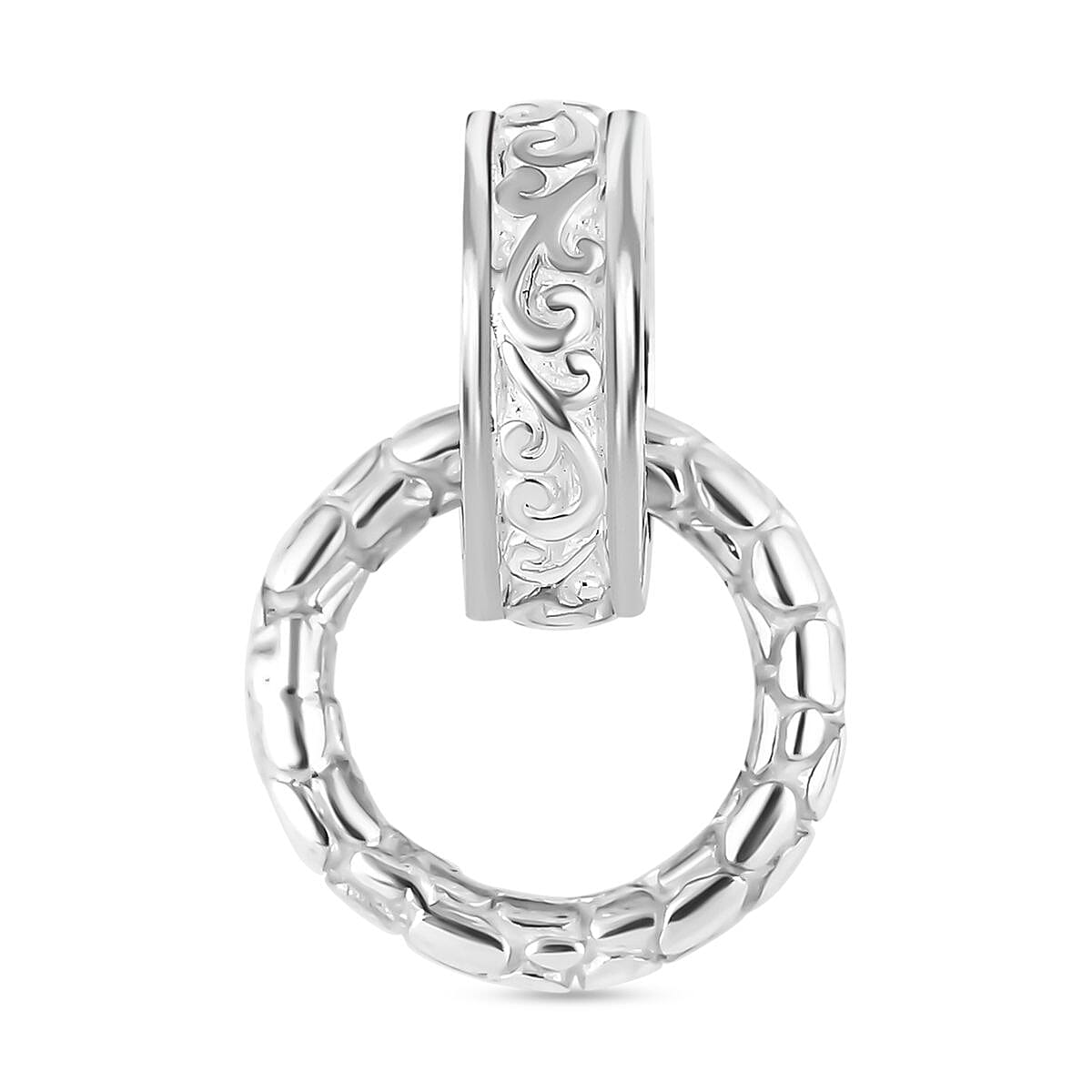 Royal Bali Collection - Dragon Scale Pendant with Leaf Pattern in Sterling Silver.