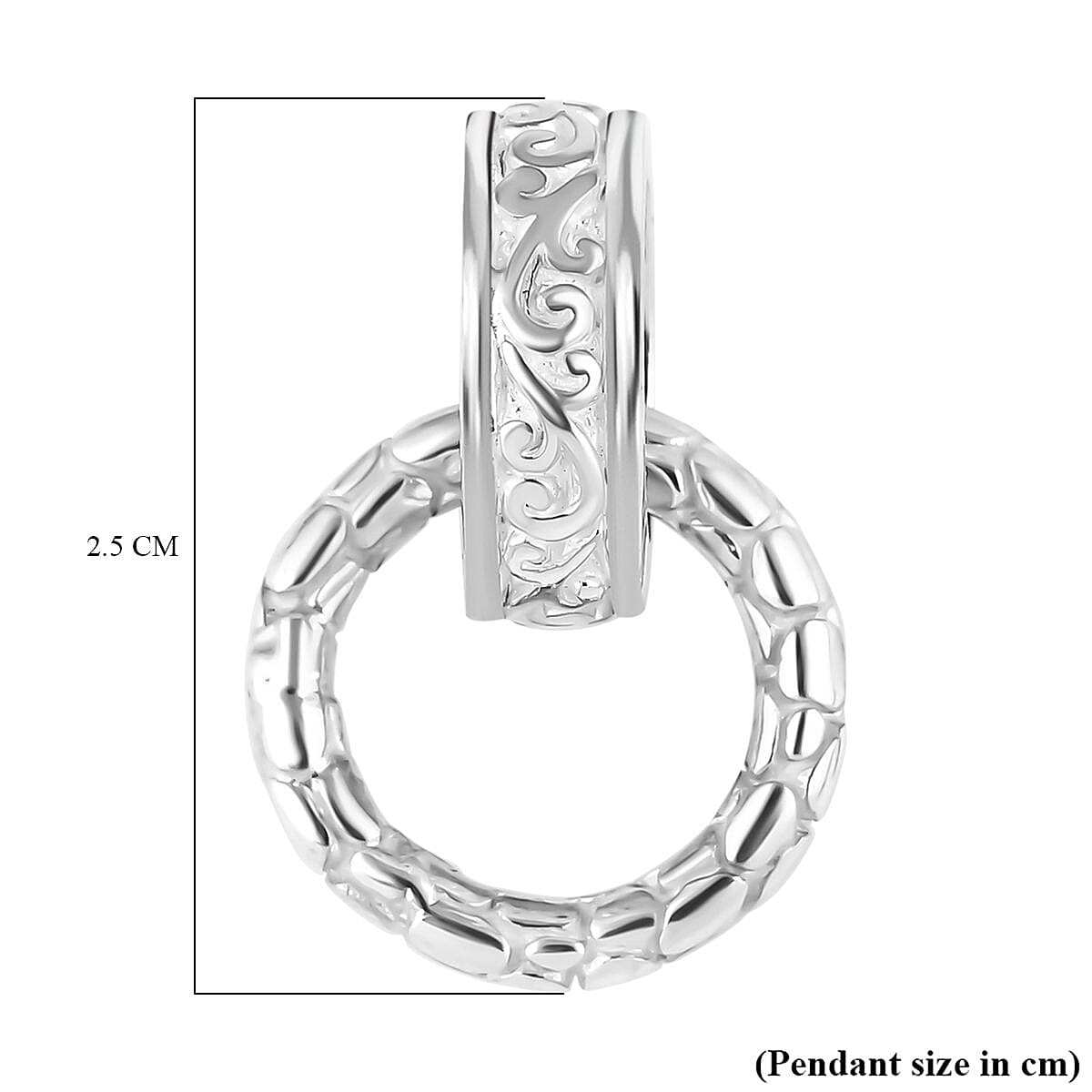 Royal Bali Collection - Dragon Scale Pendant with Leaf Pattern in Sterling Silver.