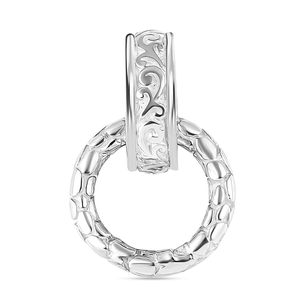 Royal Bali Collection - Dragon Scale Pendant with Leaf Pattern in Sterling Silver.