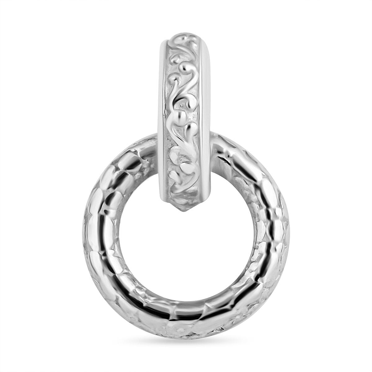 Royal Bali Collection - Dragon Scale Pendant with Leaf Pattern in Sterling Silver.