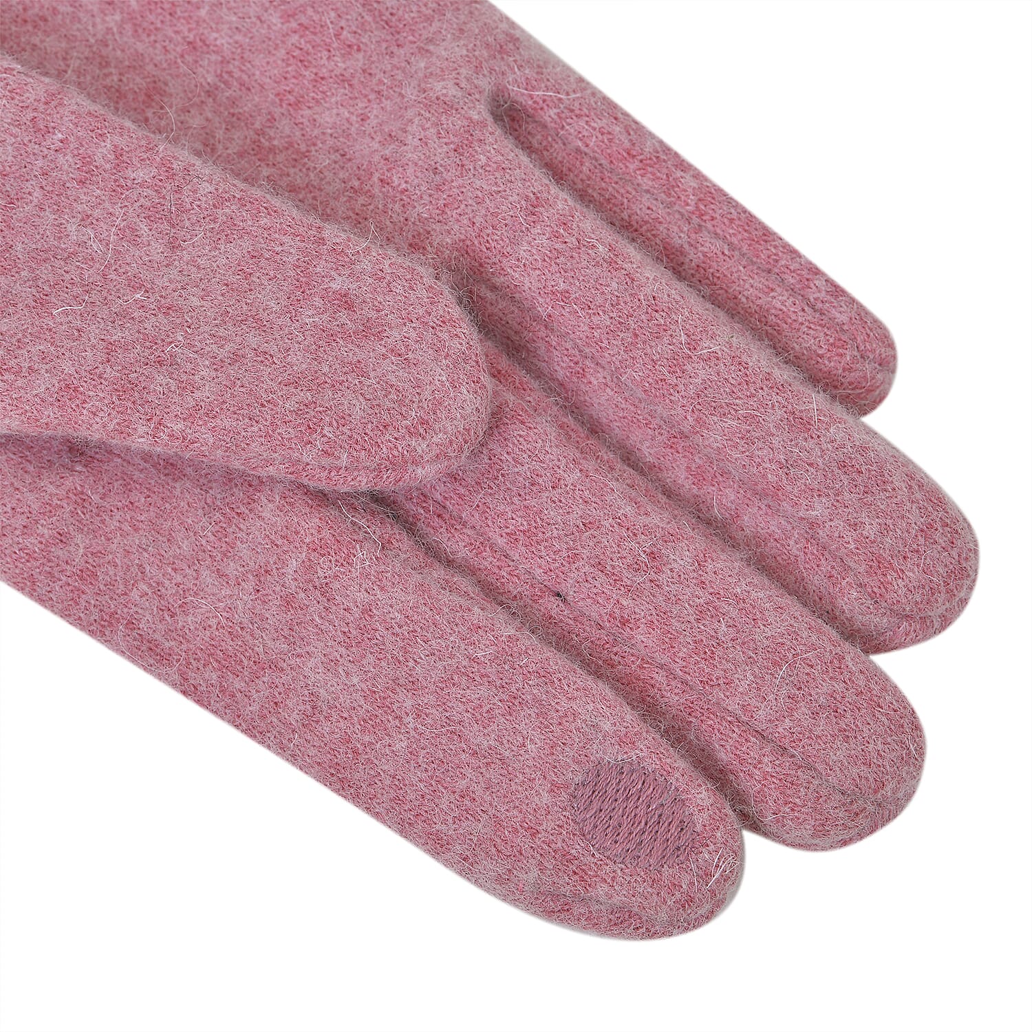 70% Cashmere Double Layer Gloves with Warm Fleece Interior & Faux Fur Trim - Pink