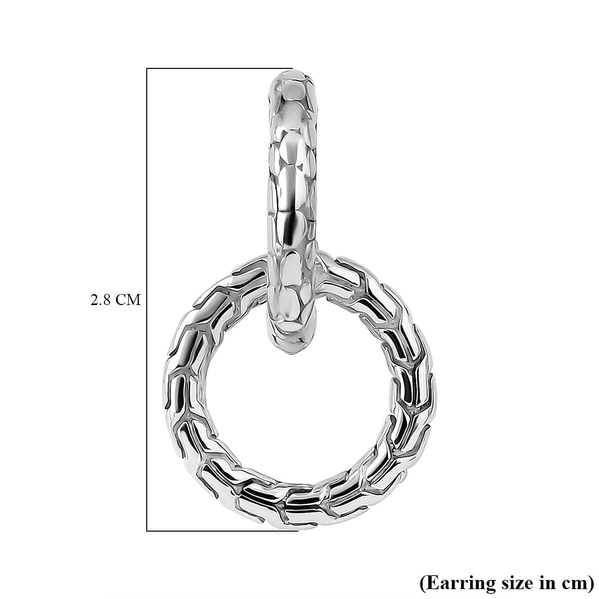 Royal Bali Collection- Sterling Silver Dragon Skin Earrings, Silver Wt. 7.55 Gms