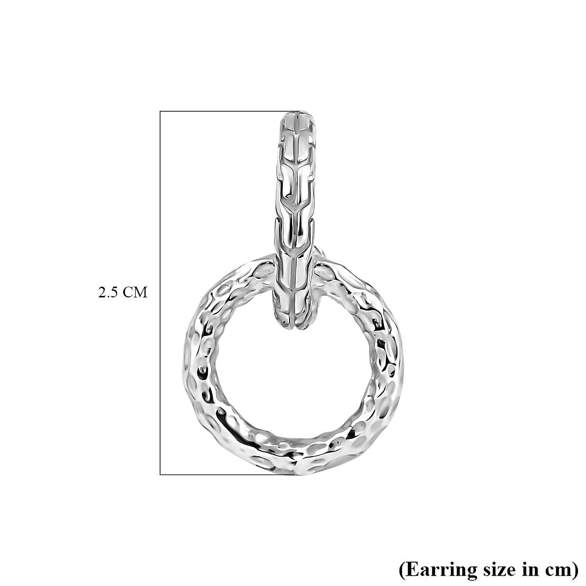 Royal Bali Collection - Sterling Silver Hammered Texture Earrings with Push Back, Silver Wt. 6.20 Gms.