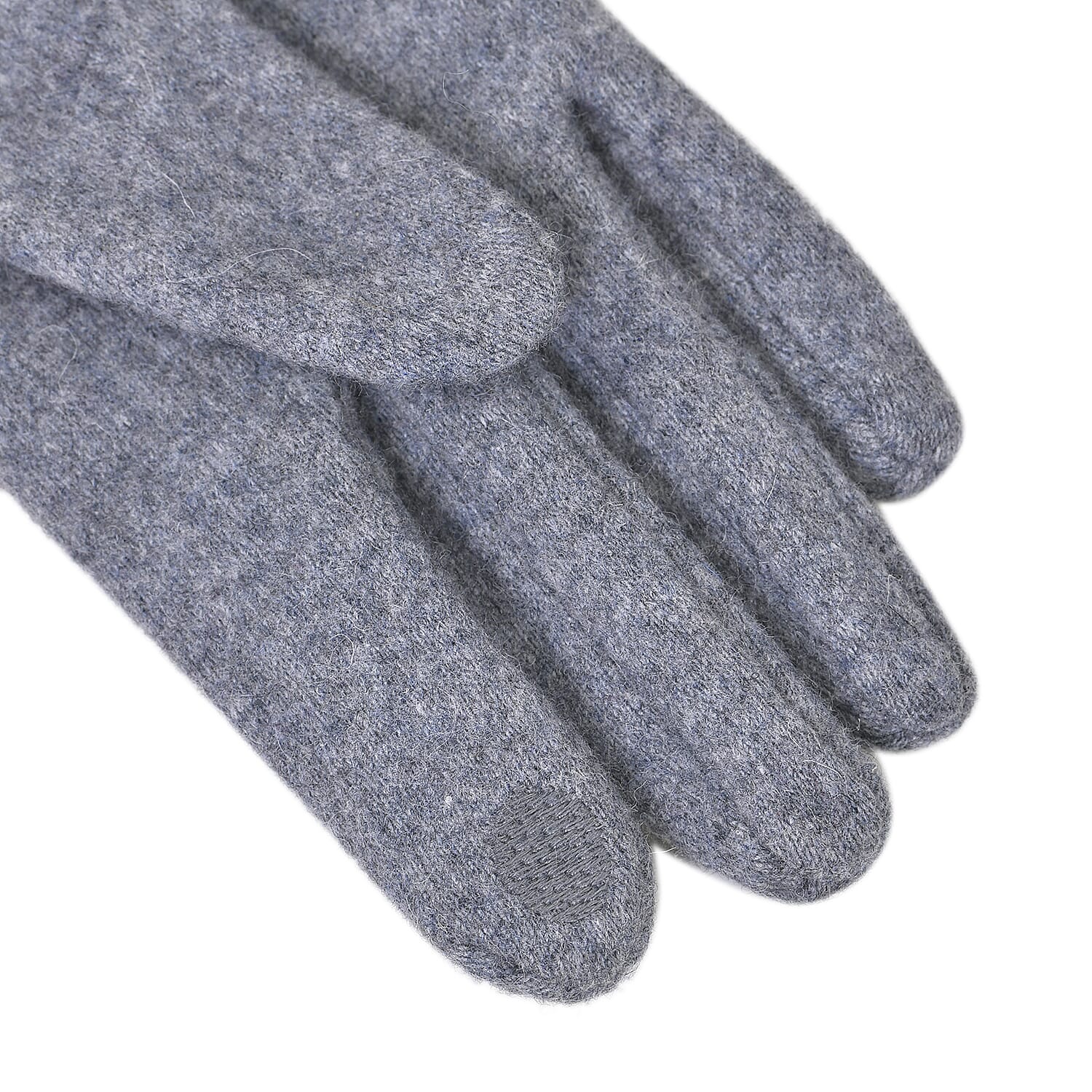 Natural Cashmere Gloves Decorated with Shiny Beads & Touch Screen Function - Grey