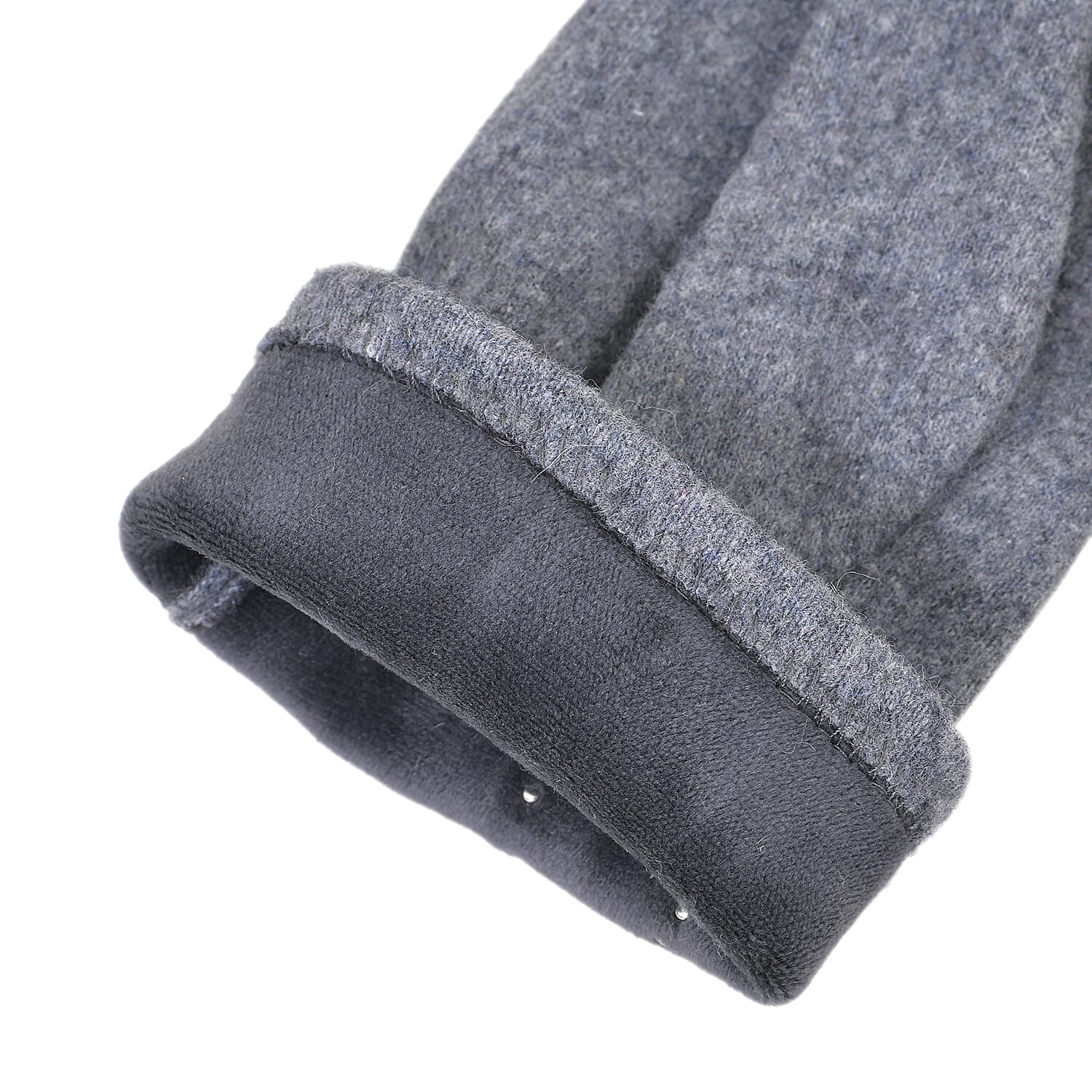 Natural Cashmere Gloves Decorated with Shiny Beads & Touch Screen Function - Grey