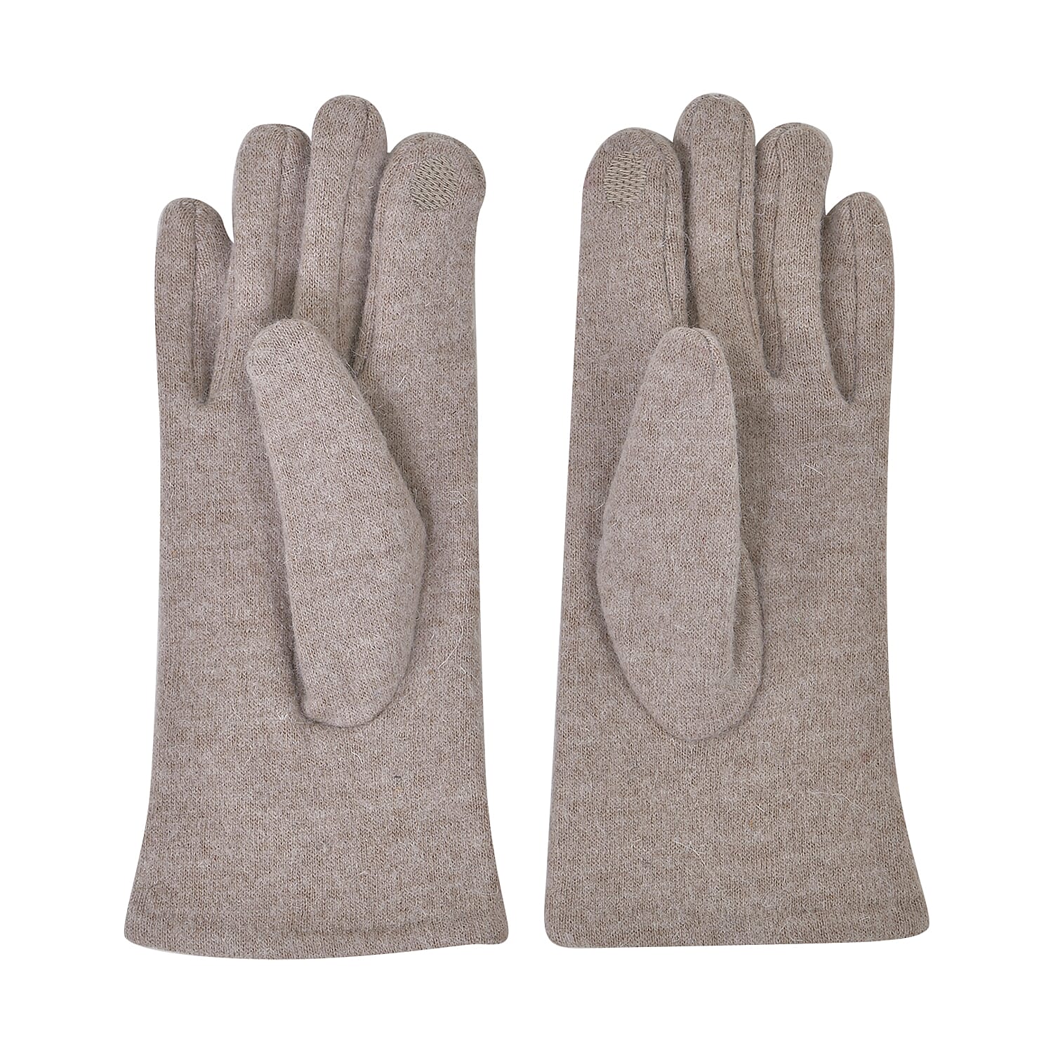 Cashmere Gloves Decorated with Shiny Beads & Touch Screen Function  - Beige